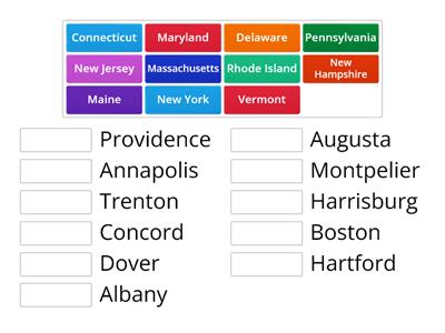 Northeast States and Capitals