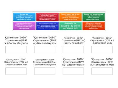 Қазақстан - 2030" Стратегиясы (1997 ж.) - "Қазақстан - 2050" Стратегиясы (2012 ж.)