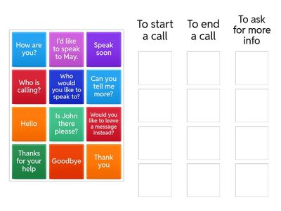 Phone call phrases
