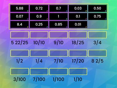 Match up fractions to decimals