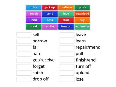 ENGLISH FILE A2 unit 6A Opposite verbs