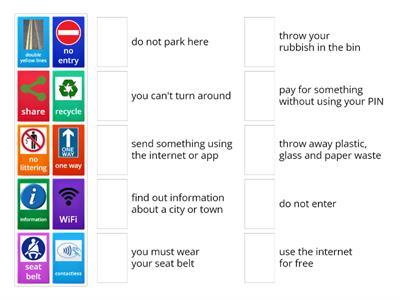 ESOL E1 Signs and symbols - matching