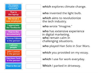 Relative Pronouns - Defining Clauses