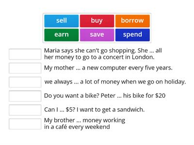 Eyes Open 2 unit 1 money verbs matching