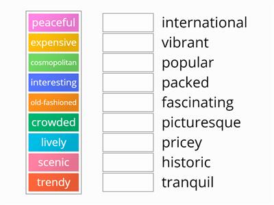 Travel Adjectives Part 2 Match Up