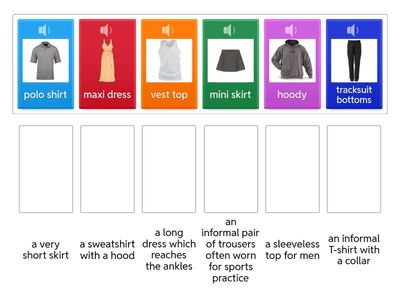 Clothes vocabulary matching up (Insight Intermediate U1)