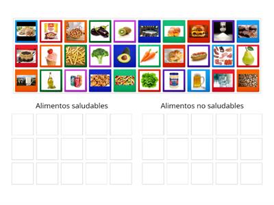  Alimentos saludables y no saludables