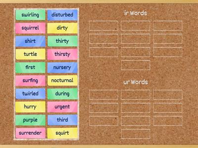 Sorting ir and ur words