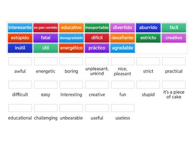 Y10 SP adjectives school subjects
