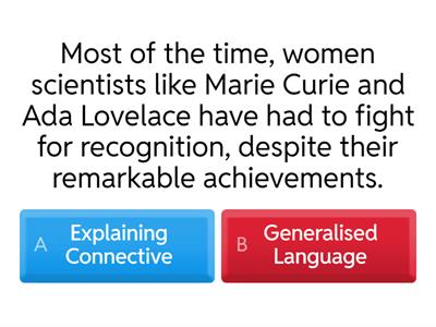 Generalised lanaguage or explaining connective?