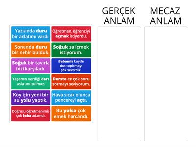 Gerçek - Mecaz Anlam