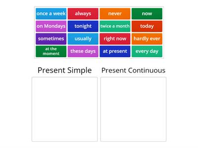 Present Simple / Present Continuous - Time xpressions