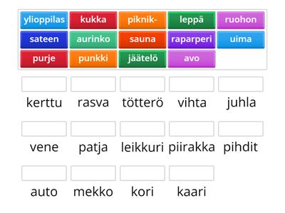 Muodosta kesäisiä yhdyssanoja