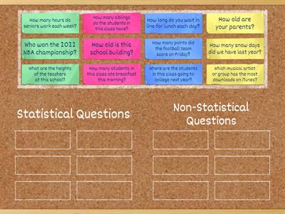 Card Sort: Statistical Questions