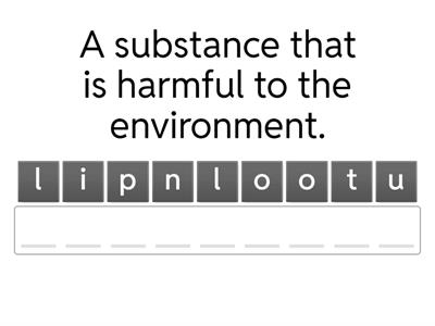 Science - Saving our earth vocabulary 