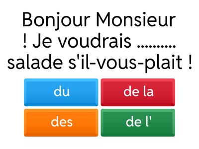  Du, des, de la, de l`/ au marché