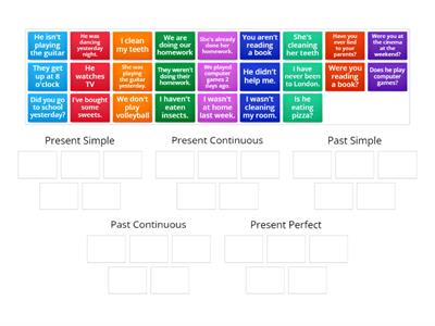 Present Continuous/Present Simple/Past Simple/Past Continuous/Present Perfect