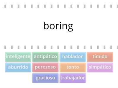 Y7 HT2 personality adjectives