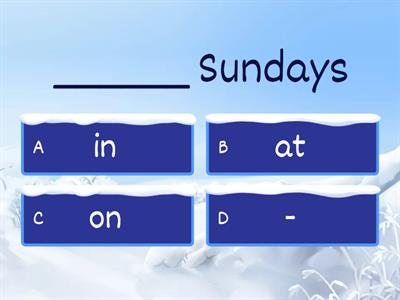 Prepositions of time: on, in, at