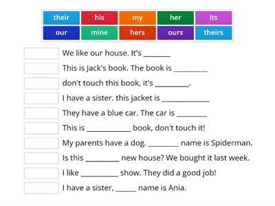 Possessive adjectives and possessive pronouns