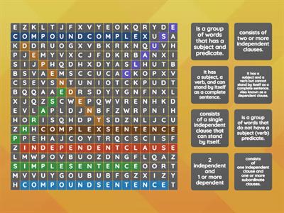 sentence structure word search