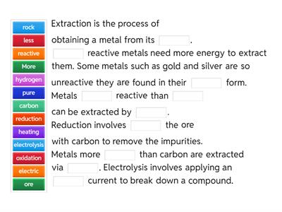 Reactivity series and metal extraction
