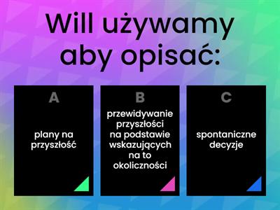 Porównanie will / be going to/Present Continuous