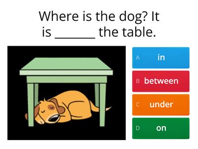 Prepositions of place (behind, in front, under, next to, between etc)