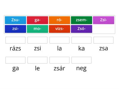 Alkoss szavakat a szótagokból! (Apáczai zs-ig)