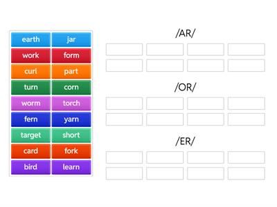 R-Controlled Vowel Sort