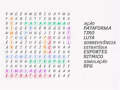 Caça palavras dos esportes de aventura