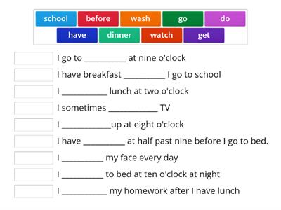 Daily Routines. Missing words 