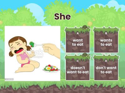 I don't want/She doesn't want/You want/He wants