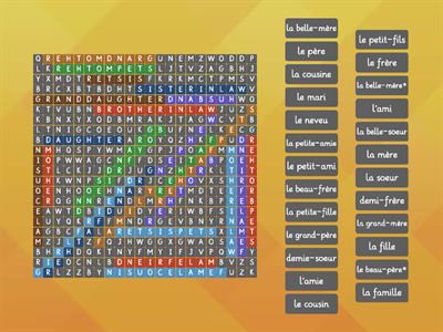 La famille - wordsearch