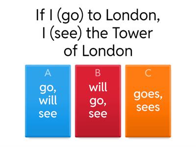 First Conditional grammar forms quiz (unless, if) 