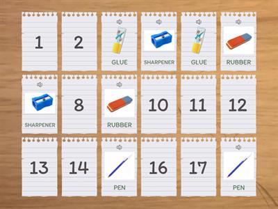 SCHOOL OBJECTS MEMORY GAME