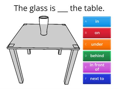  In on under in front of behind next to between