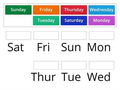  Days of the week-  4th grade