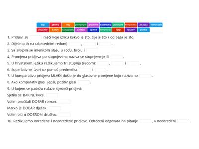 Pridjevi - 5. razred