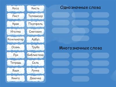 Однозначные и многозначные слова