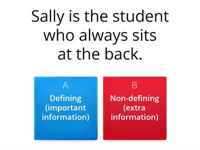   relative clauses defining or non-defining