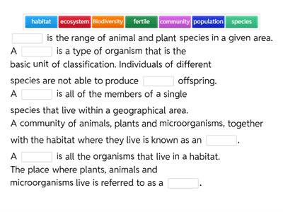 Nat 5 KA1: Ecosystems Terms and Definitions