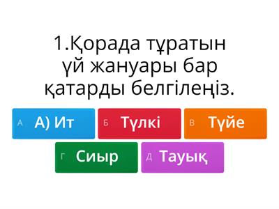 Қазақ тілі пәнінен тест сұрақтары 4	сынып 