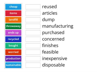 Fast Fashion - vocabulary matching (Breaking News English, Feb 2022)