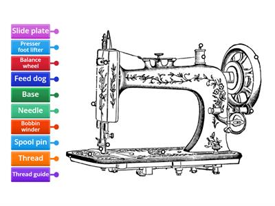 TLE 7: Labelled different parts of sewing machine. 