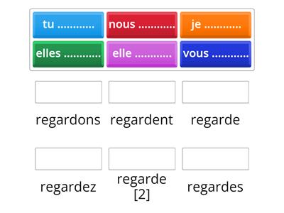 Present tense of -er verbs (e.g. 'regarder' - 'to look') (Version for Match Up)