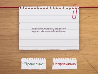 Правильно, неправильно "Правила Інтернет-безпеки"