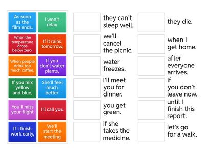 Zero Conditional, First Conditional, and Future Time Clauses hw match