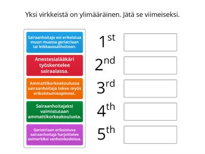 Järjestä virkkeet: Sairaanhoitaja