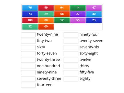  Numbers from 1 to 100 - 3ro basico